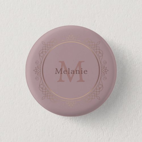 Monogrammed Elegant Modern Rose Gold Template Button