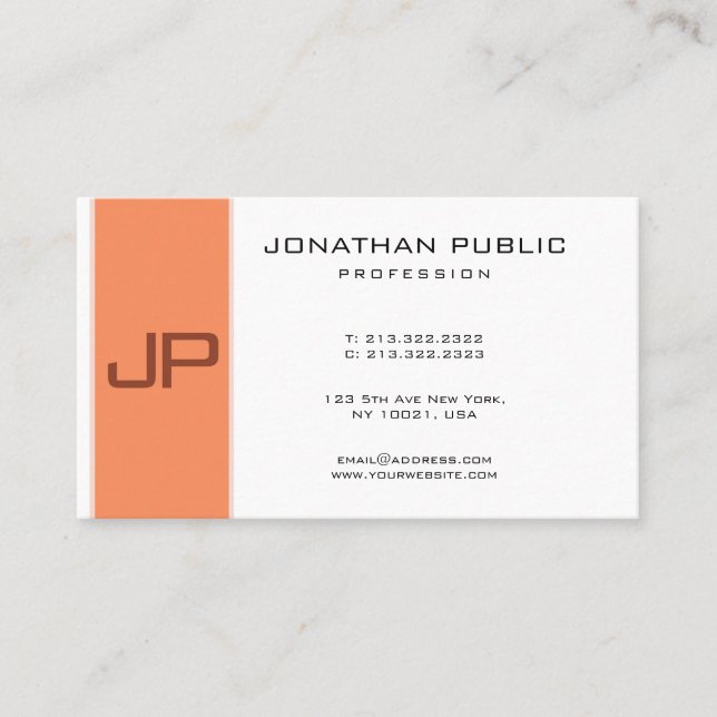 Monogrammed Elegant Modern Simple Template Business Card (Front)