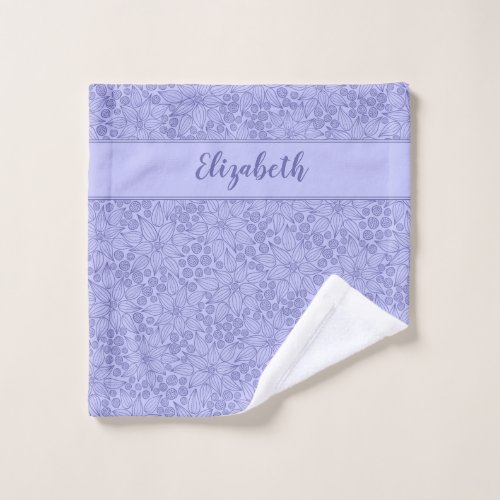 Monogrammed Elegant Periwinkle Purple Blue Floral  Wash Cloth