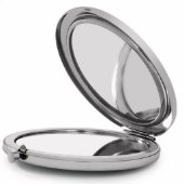 Monogrammed Elegant Pink Compact Mirror (Open)