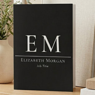 Monogrammed Elegant Professional Black Initial  Pocket Folder