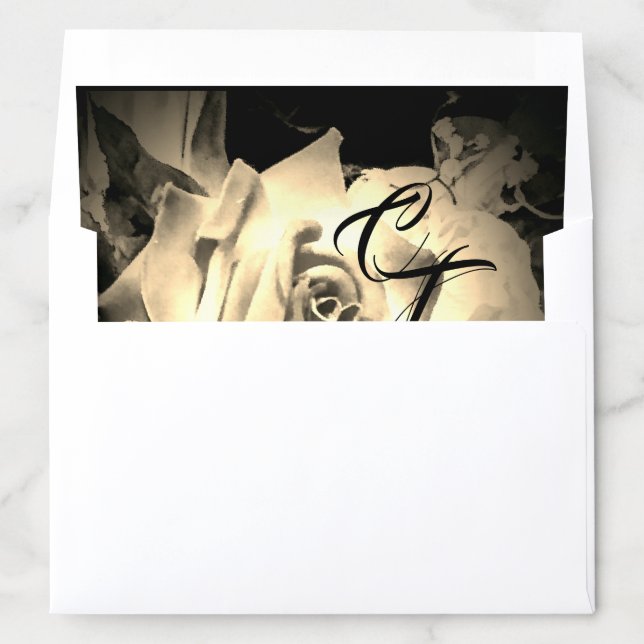 Monogrammed Elegant Rose A7 Envelope Liner (In Envelope)