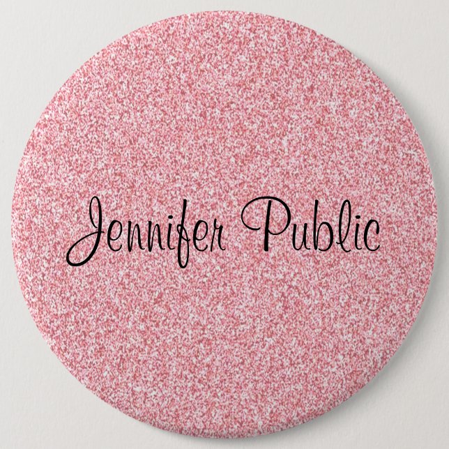 Monogrammed Elegant Rose Gold Glitter Look Trendy Button (Front)