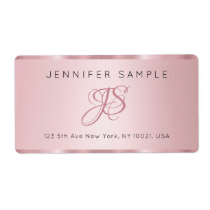 Monogrammed Elegant Rose Gold Modern Simple Label