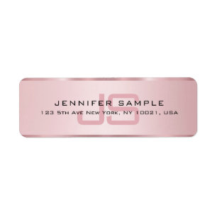 Monogrammed Elegant Rose Gold Return Address Label