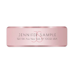 Monogrammed Elegant Rose Gold Return Address Label