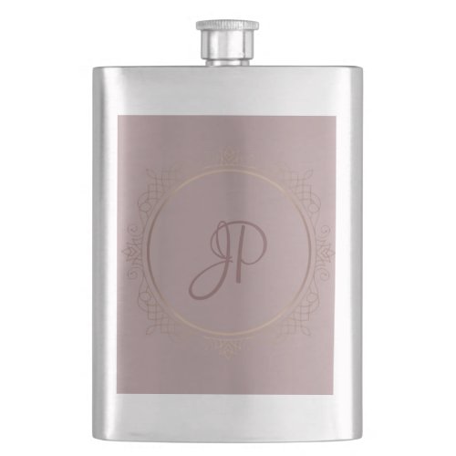 Monogrammed Elegant Rose Gold Template Trendy Flask