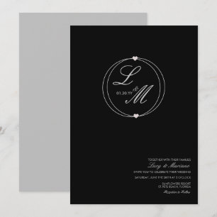 Monogrammed Elegant Script Circular Heart Wedding Invitation