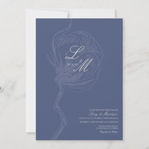 Monogrammed Elegant Script Cotton Flower Wedding Invitation