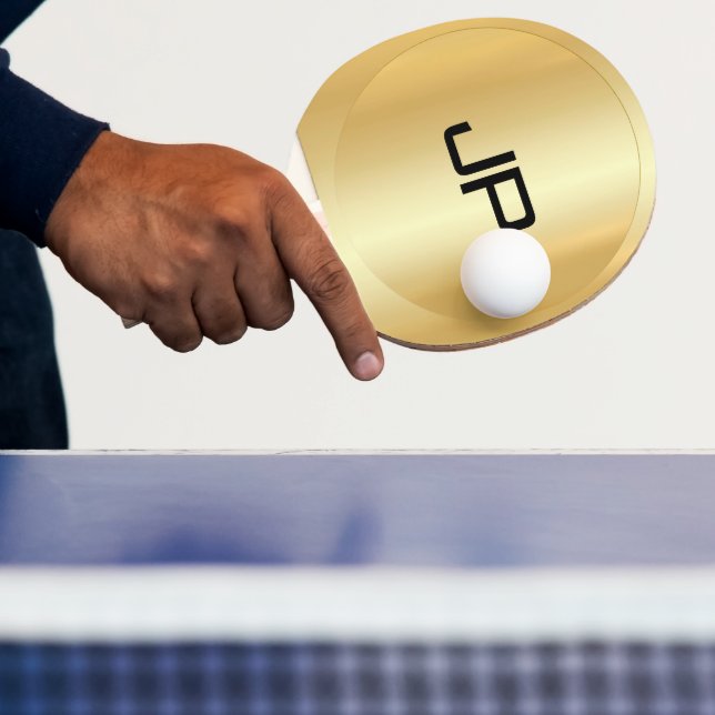 Monogrammed Elegant Template Glamorous Gold Ping Pong Paddle (Insitu)
