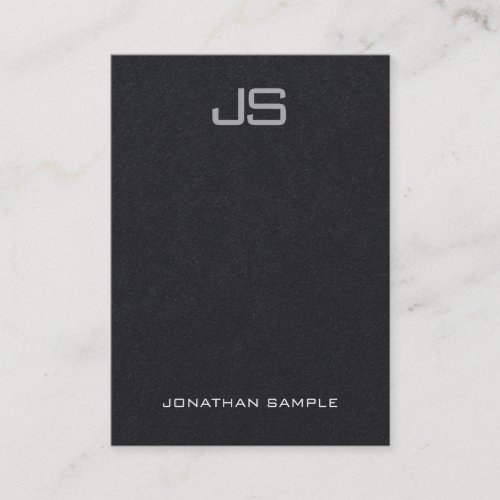 Monogrammed Elegant Vertical Template Luxury Black Business Card