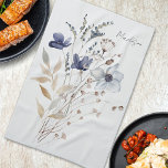 Monogrammed Elegant Watercolor Blue Wildflower Kitchen Towel<br><div class="desc">Brighten up your kitchen with this monogrammed blue wildflower towel! Its elegant floral design on black with watercolor details adds a chic,  pretty touch.</div>