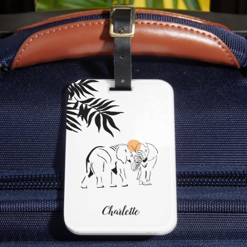 Monogrammed Elephant Lover Luggage Tag