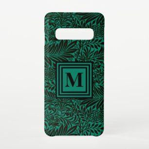 Monogrammed Emerald Green Botanical Pattern Samsung Galaxy S10 Case