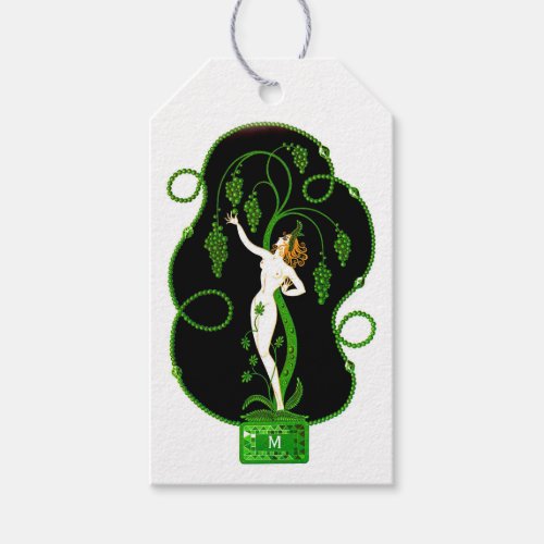 Monogrammed Emerald May Birthstone Wine Gift Tags