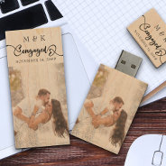 Monogrammed Engagement Date And Photo Usb Wood Flash Drive at Zazzle