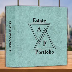 Monogrammed Estate Planning - Blue Faux Leather 3 Ring Binder