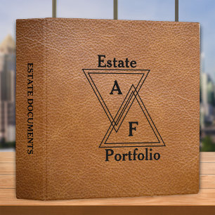 Monogrammed Estate Planning - Brown Faux Leather 3 Ring Binder