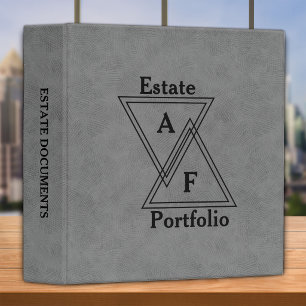 Monogrammed Estate Planning - Gray Faux Leather 3 Ring Binder