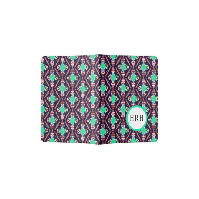 Monogrammed Ethnic geometric design Passport Holder (Opened)