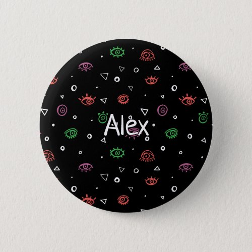 Monogrammed Evil Eye Pattern Add First Name Button