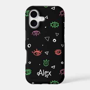 Monogrammed Evil Eye Pattern Add First Name iPhone 17 Case