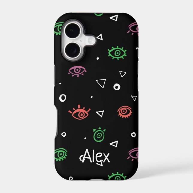 Monogrammed Evil Eye Pattern Add First Name Iphone Case (Back)