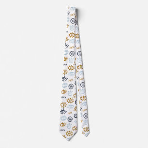 Monogrammed Evil Eye Pattern   Add Name Neck Tie