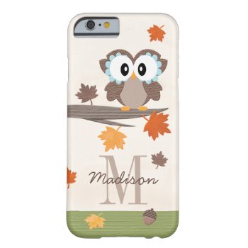Monogrammed Fall Owl Barely There Iphone 6 Case by cutecases at Zazzle
