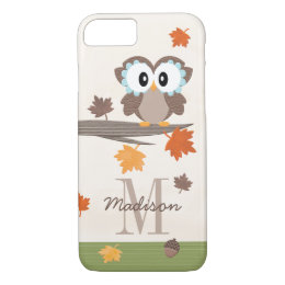 Monogrammed Fall Owl iPhone 8/7 Case