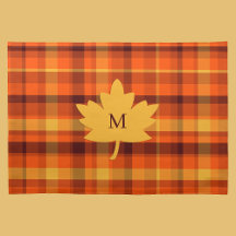 Monogrammed Fall Plaid Thanksgiving Placemats