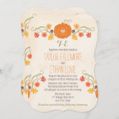 Monogrammed Fall Pumpkin Wedding Invitations (Front/Back)