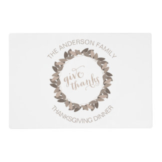 Monogrammed Fall Wreath Give Thanks | Thanksgiving Placemat
