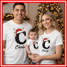 Monogrammed Family Christmas Antlers Santa Hat