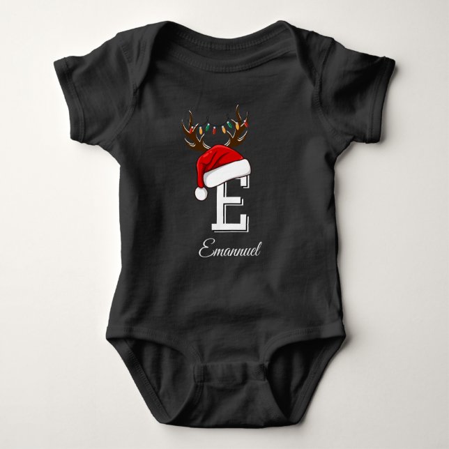 Monogrammed Family Christmas Matching Outfits Baby Bodysuit (Front)