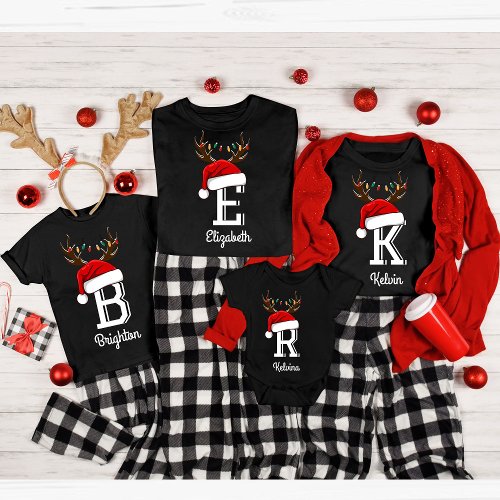 Monogrammed Family Christmas  Matching Outfits T_Shirt