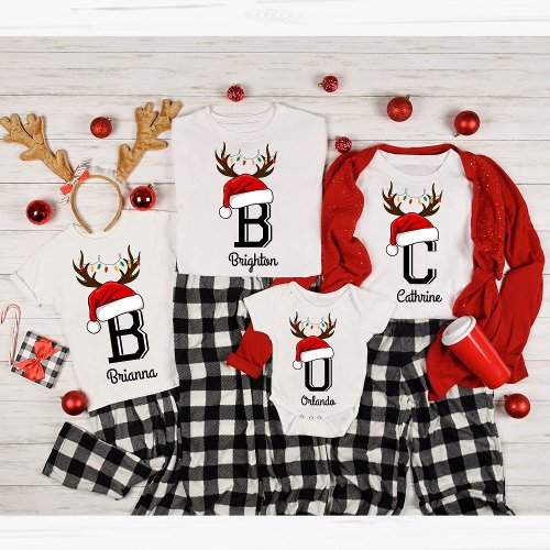 Monogrammed Family Christmas  Matching Outfits T_Shirt