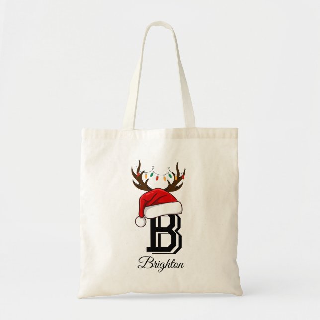Monogrammed Family Christmas Matching Outfits Tote Bag (Front)