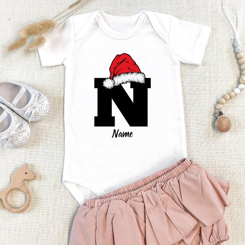 Monogrammed Family Christmas Personalize With Name Baby Bodysuit