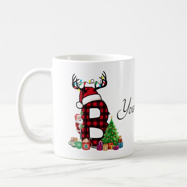 Monogrammed Family Christmas Personalize With Name Coffee Mug (Left)