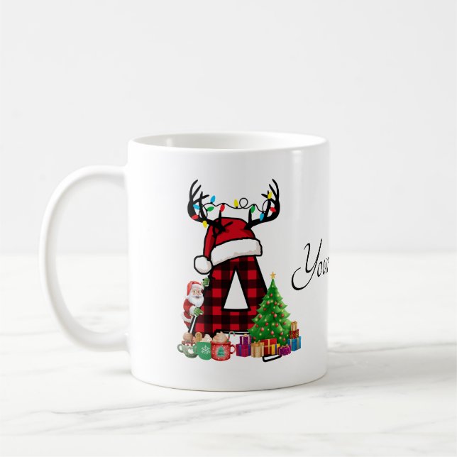 Monogrammed Family Christmas Personalize With Name Coffee Mug (Left)
