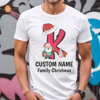 Monogrammed Family Christmas Personalize With Name T-Shirt