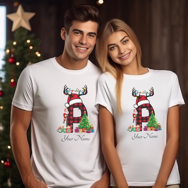 Monogrammed Family Christmas Personalize With Name T-Shirt (Creator Uploaded)