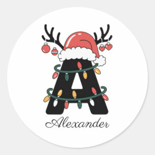 Monogrammed Family Christmas Personalized Holiday Classic Round Sticker