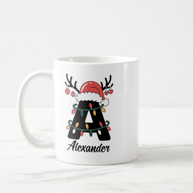 Monogrammed Family Christmas |Personalized Holiday Coffee Mug (Left)