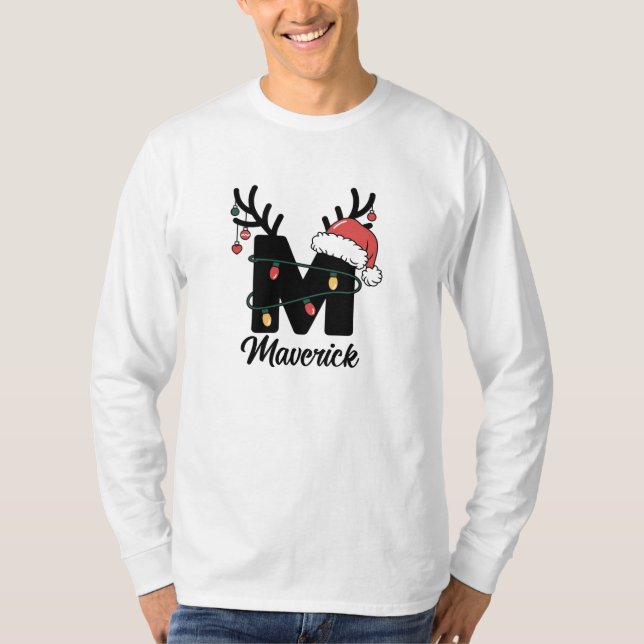 Monogrammed Family Christmas |Personalized Holiday T-Shirt (Front)