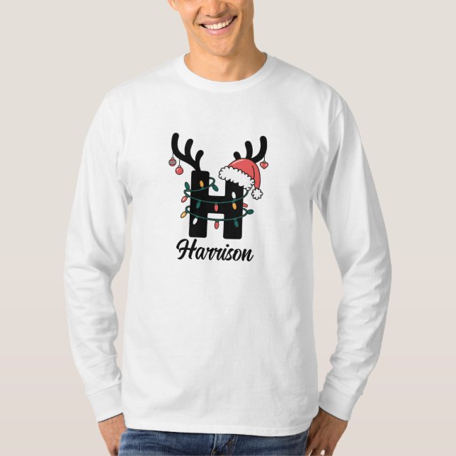 Monogrammed Family Christmas |Personalized Holiday T-Shirt (Front)