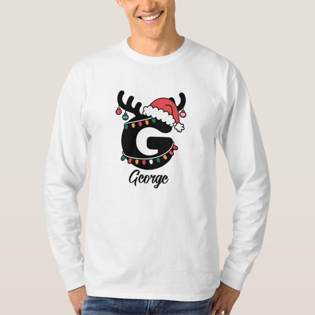 Monogrammed Family Christmas |Personalized Holiday T-Shirt (Front)