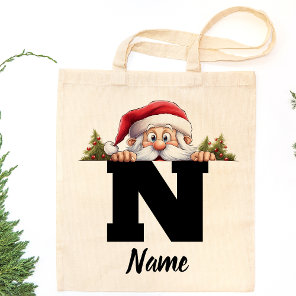 Monogrammed Family Christmas Personalized Santa Tote Bag