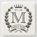 Monogrammed Family Logo Stone Coaster at Zazzle